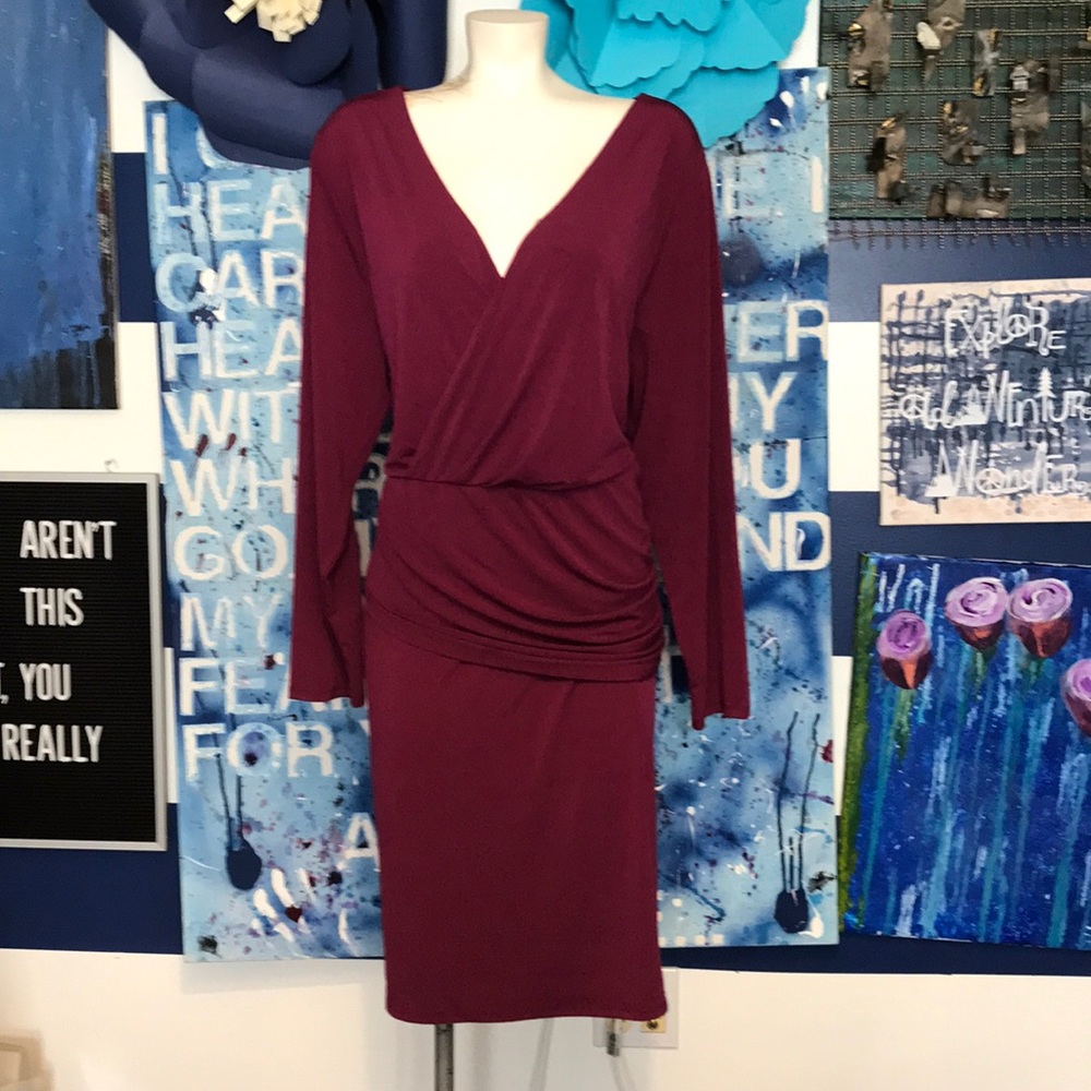 Sexy wrap front flap tummy hiding plus size dress